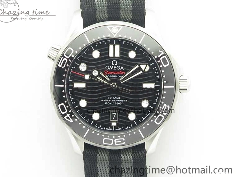 0113 2018 Seamaster Diver 300M VSF Best Edition Black Ceramic Dial on Black Gray Nato Strap A Unique 8057